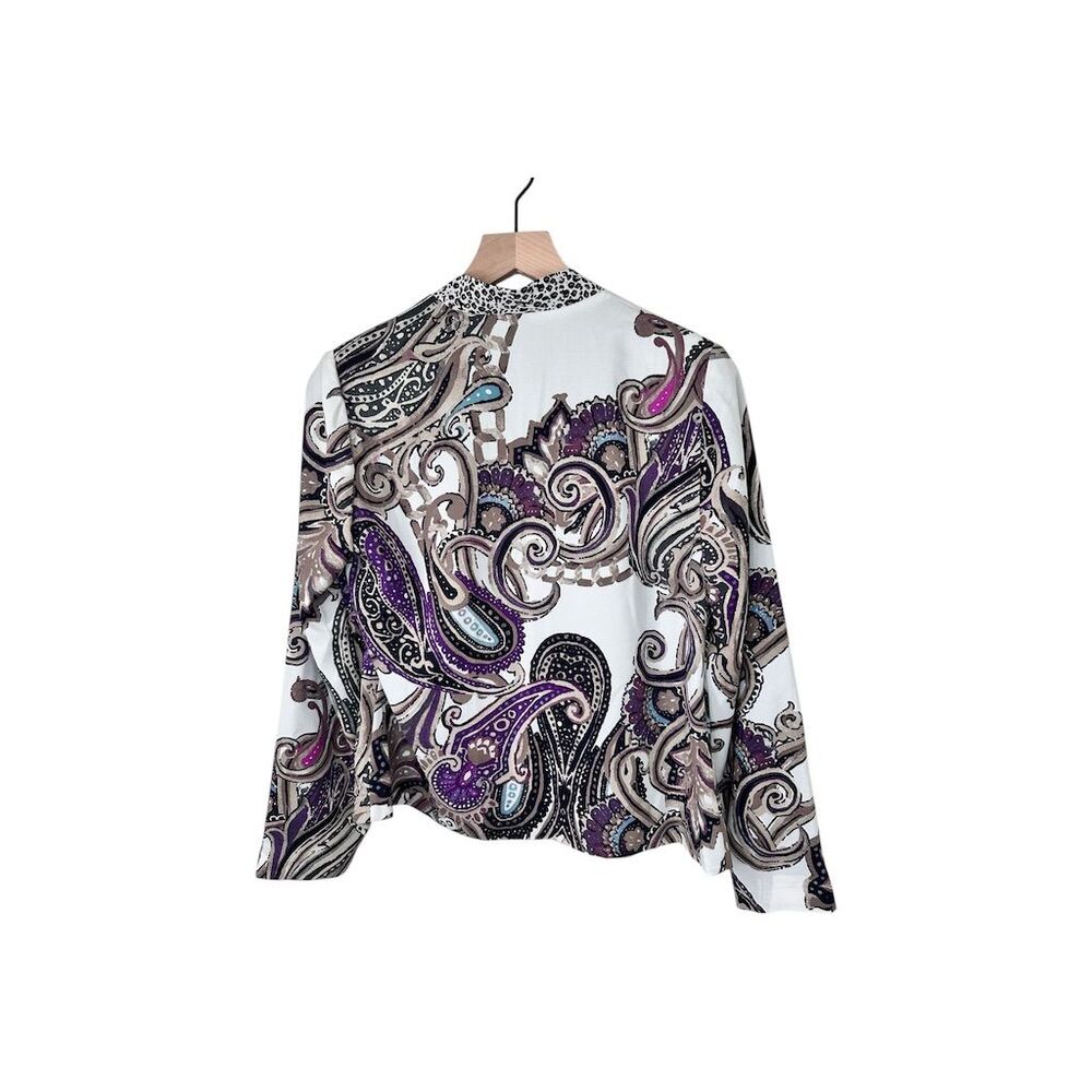 Chico's Women's Paisley Print Jacket Purple Size 0 Long Sleeve Shoulder … - Picture 4 of 14